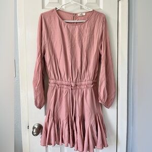 Entro Peach Pink Ruffle Romper Mini Dress
